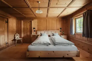 Antique wooden room of the Ostí Vedl farmhouse